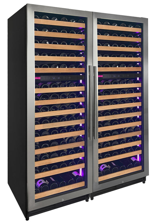 Allavino - Reserva Series 308 Bottle 71" Tall Four Zone Stainless Steel Side-by-Side Wine Refrigerator - BF 2X-VSW15471D-2S