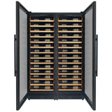 Allavino - Reserva Series 134 Bottle 71" Tall Dual Zone Black Side-by-Side Shallow Wine Refrigerator with Wood Front Shelves - BF 2X-VSW6771S-1B-W