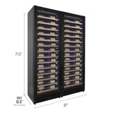 Allavino - Reserva Series 134 Bottle 71" Tall Dual Zone Black Side-by-Side Shallow Wine Refrigerator with Wood Front Shelves - BF 2X-VSW6771S-1B-W