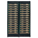 Allavino - Reserva Series 134 Bottle 71" Tall Dual Zone Black Side-by-Side Shallow Wine Refrigerator with Wood Front Shelves - BF 2X-VSW6771S-1B-W