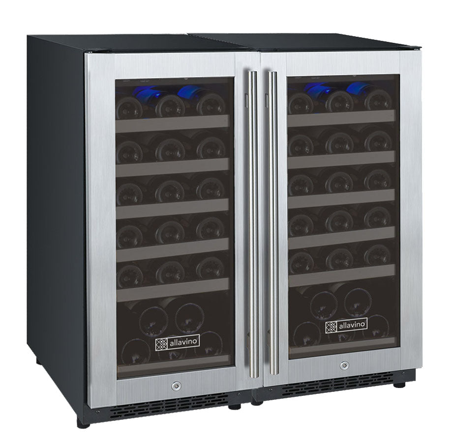 Allavino - 30" Wide FlexCount II Tru-Vino 60 Bottle Dual Zone Stainless Steel Side-by-Side Wine Refrigerator - BF 2X-VSWR30-1S20