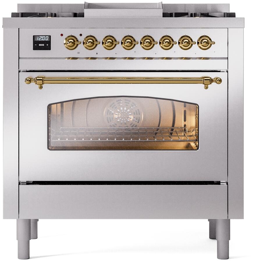 ILVE - 36" Nostalgie II Series Freestanding Dual Fuel Range - Griddle - Natural Gas