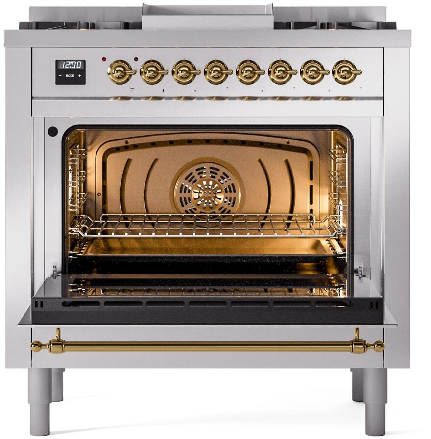 ILVE - 36" Nostalgie II Series Freestanding Dual Fuel Range - Griddle - Natural Gas