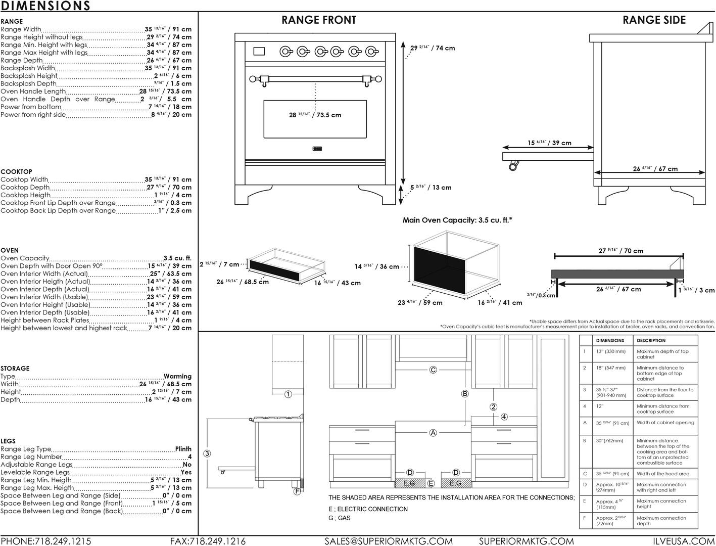 ILVE - 36" Magestic II Series Freestanding Electric Induction Range - Solid Door(s) - Warming Drawer