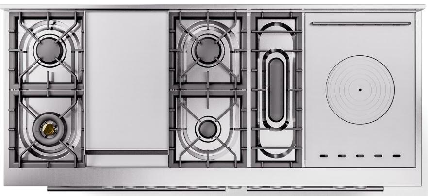 ILVE - 60" Pro Plus II Series Freestanding Dual Fuel Range - Double Oven - Viewing Window(s) - Griddle, Coup de Feu,- Natural Gas