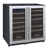 Allavino - 30" Wide FlexCount II Tru-Vino 60 Bottle Three Zone Stainless Steel Side-by-Side Wine Refrigerator - BF 3Z-VSWR30-S20