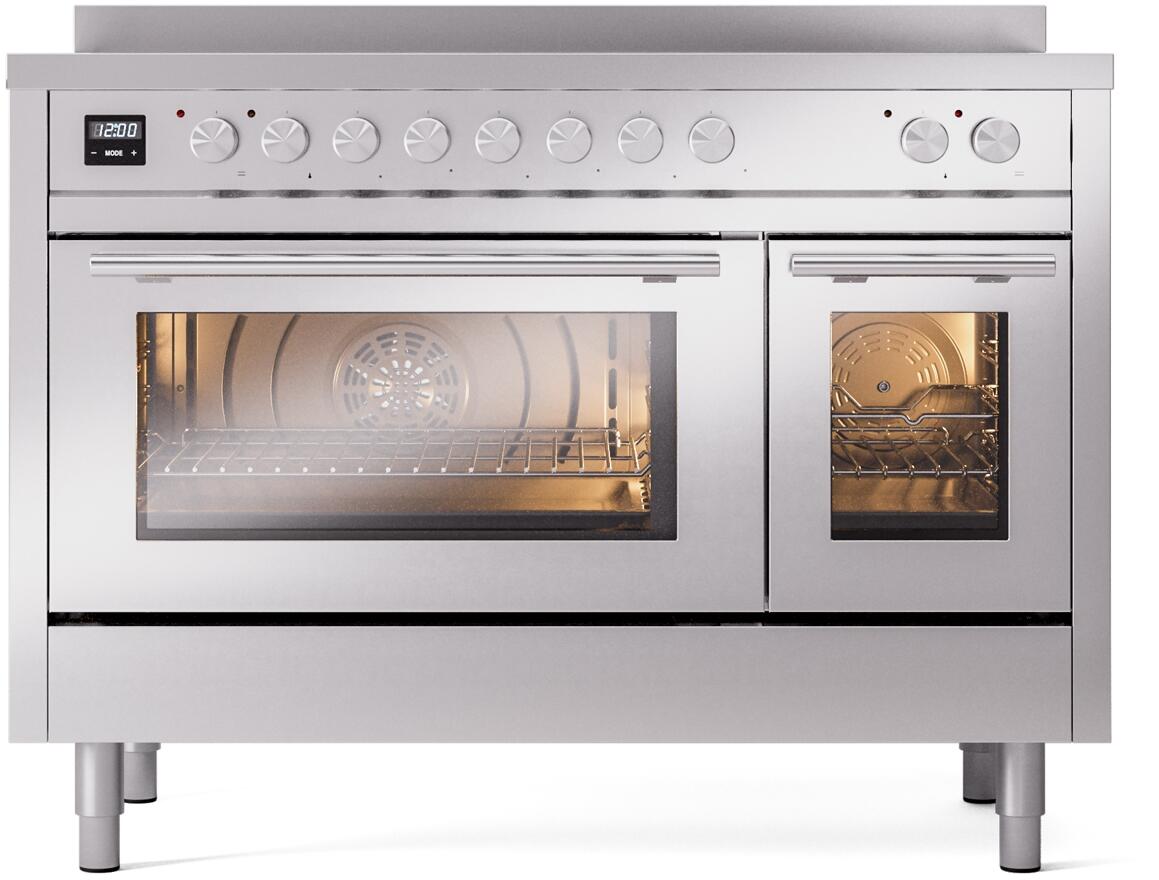 ILVE - 48" Pro Plus II Series Freestanding Electric Induction Range - Double Oven - Viewing Window(s)