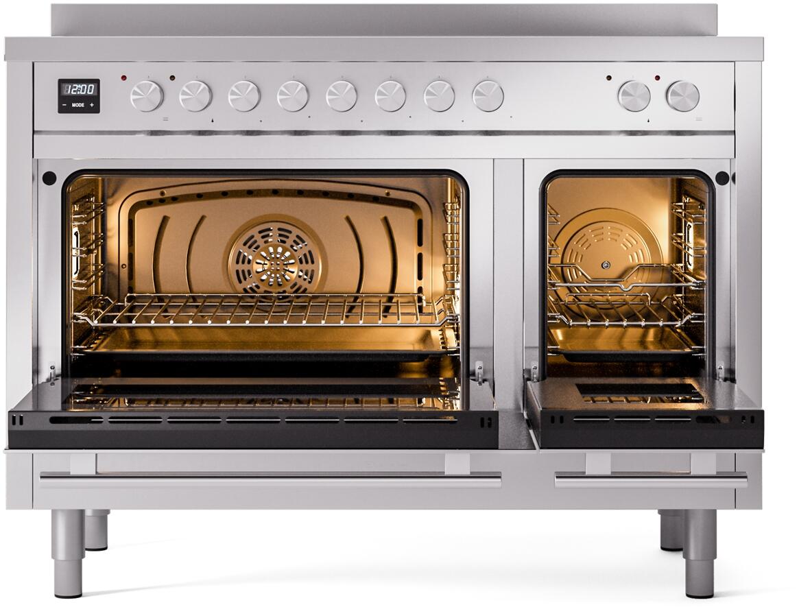 ILVE - 48" Pro Plus II Series Freestanding Electric Induction Range - Double Oven - Viewing Window(s)