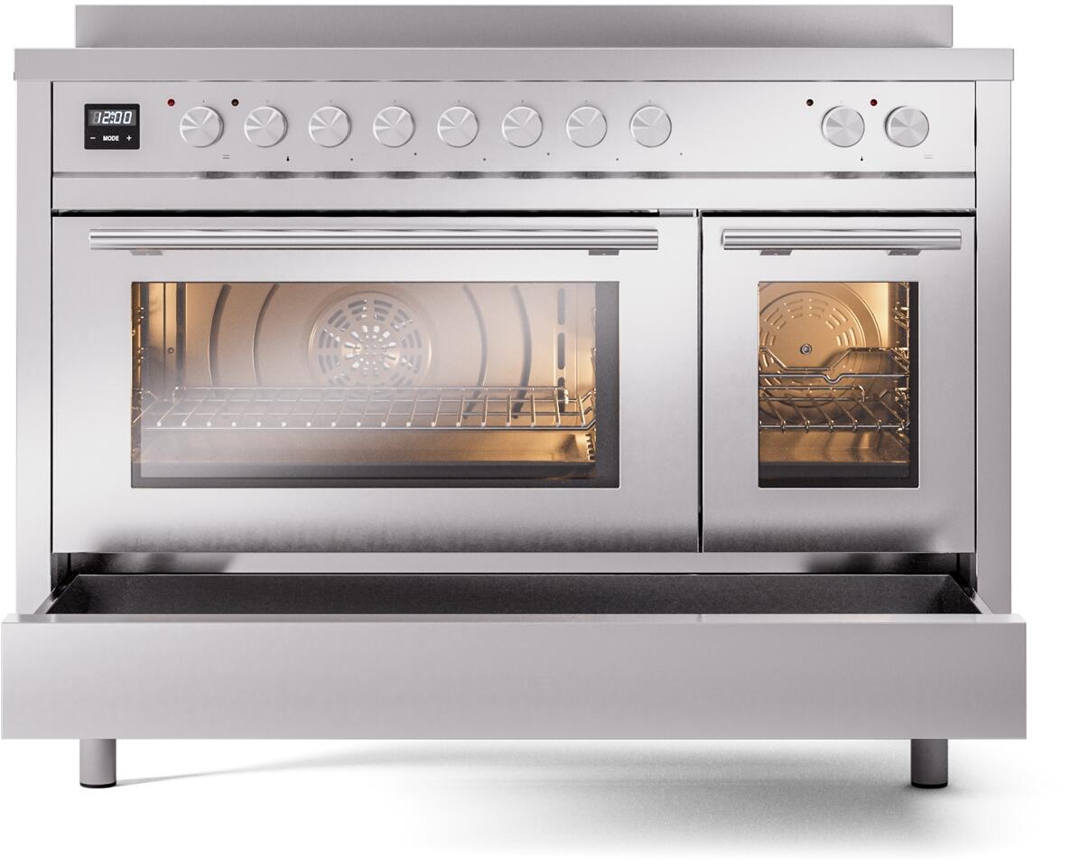 ILVE - 48" Pro Plus II Series Freestanding Electric Induction Range - Double Oven - Viewing Window(s)