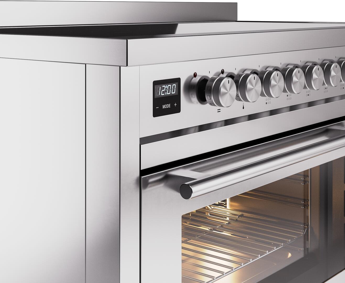 ILVE - 48" Pro Plus II Series Freestanding Electric Induction Range - Double Oven - Viewing Window(s)