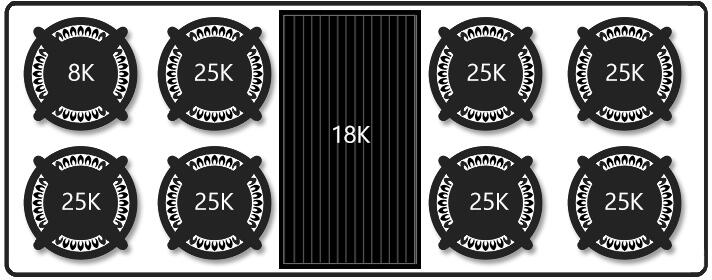 Capital Cooking - 60" Capital Culinarian Rangetop - 25K BTU - 8 Open Burners + 12" Griddle (Centered) - CGRT604G4