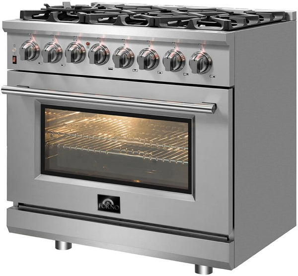Forno - Massimo 36-Inch Dual Fuel Range in Stainless Steel - FFSGS6125-36
