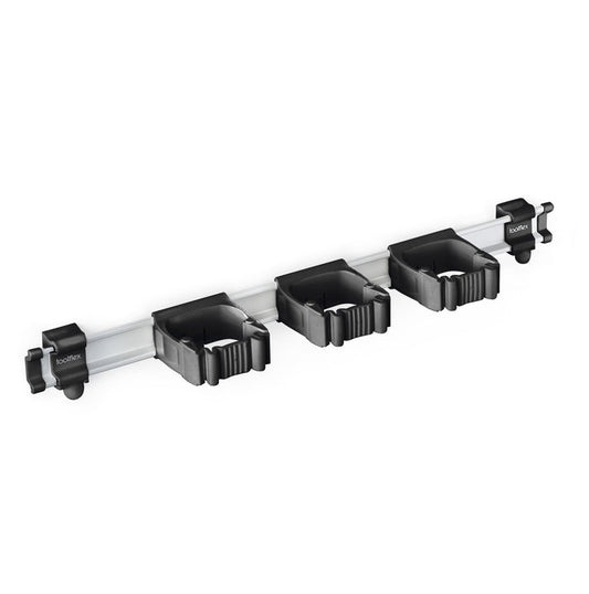 Toolflex - 21.5 in. Universal Garage Storage Rail System with 3 Black One-Size-Fits-All Holders