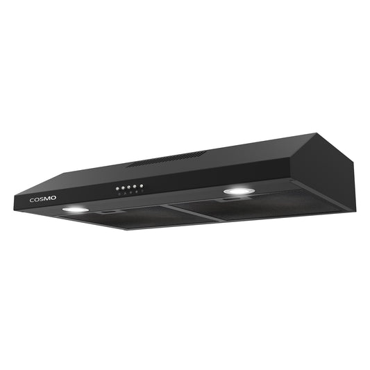 Cosmo - 30″ Matte Black Under Cabinet Range Hood with Aluminum Mesh Filters - COS-5U30-BK