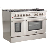 FORNO - Professional 48 in. Freestanding Double Oven Dual Fuel Range 8 Burners Stainless Steel with AirFry