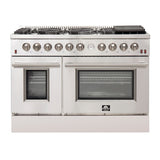 FORNO - Professional 48 in. Freestanding Double Oven Dual Fuel Range 8 Burners Stainless Steel with AirFry