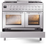 ILVE - 40" Pro Plus II Series Freestanding Dual Fuel Range - Double Oven - Viewing Window(s) - Griddle - Natural Gas