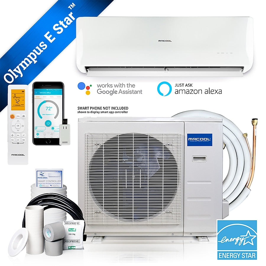 MRCOOL - Olympus ENERGY STAR 9000-BTU 25.5 SEER Single Zone Ductless Mini Split AC with Heat Pump, 25-ft Line Set, 230V