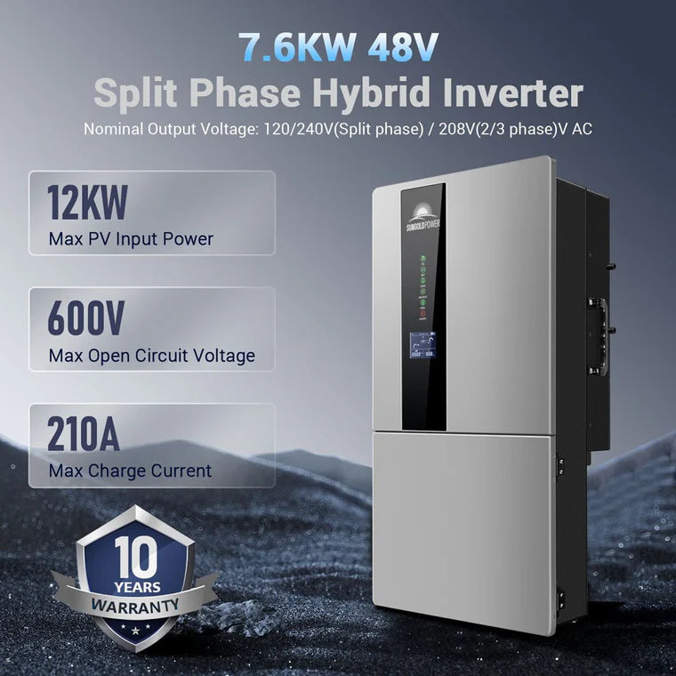 SunGold Power - 7.6KW Hybrid Inverter 48V Split Phase - SGN7.6K1HB-48