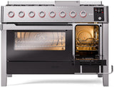 ILVE - Panoramagic 48" Dual Fuel 8 Gas Burners w/ Griddle Double Oven - Natural Gas