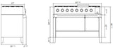 ILVE - Panoramagic 48" Dual Fuel 8 Gas Burners w/ Griddle Double Oven - Natural Gas