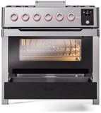 ILVE - Panoramagic 36" Dual Fuel 6 Gas Burners w/ Griddle Single Oven - Natural Gas