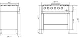 ILVE - Panoramagic 36" Dual Fuel 6 Gas Burners w/ Griddle Single Oven - Liquid Propane