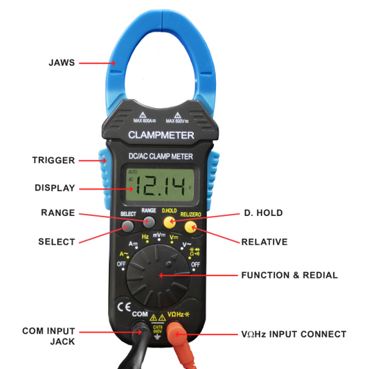 Aims Power - Digital Clamp Meter Auto Range DC/AC 600V True RMS
