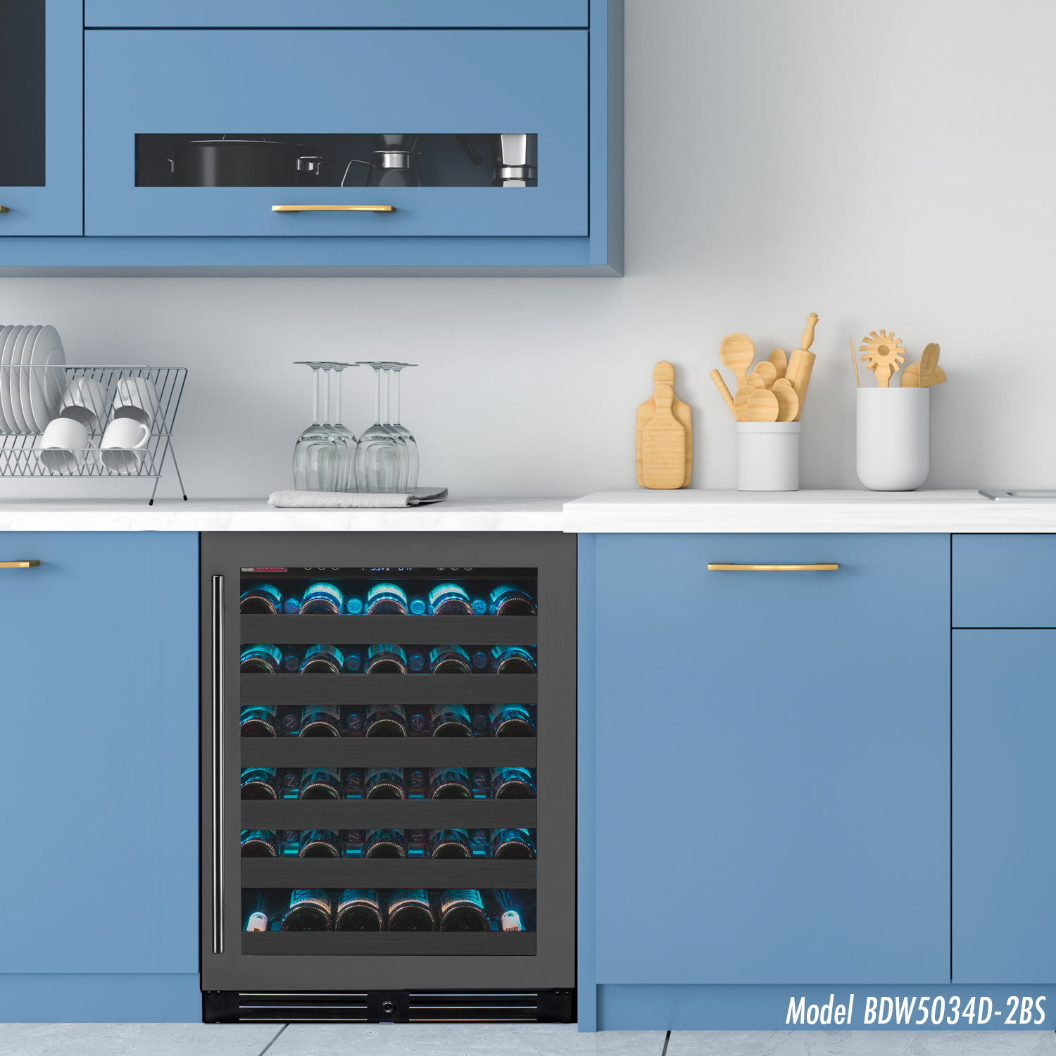 Allavino - Reserva Series 50 Bottle Single Zone Built-in Luxury Wine Refrigerator with Black Stainless Steel Door