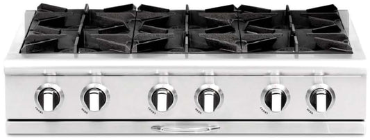 Capital Cooking - 36" Capital Culinarian Rangetop - 25K BTU - 4 Open Burners + 12"Griddle, 1 8K BTU Small Pan Burner - CGRT362G2