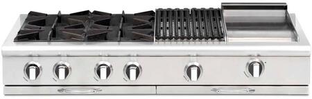 Capital Cooking - 48" Capital Culinarian Rangetop - 25K BTU - 4 Open Burners + 12" BBQ Grill Burner and 12" Griddle - CGRT484BG