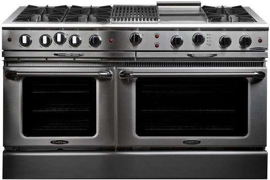 Capital Cooking - 60" Capital Culinarian Range - Self Clean - 25K BTU - 6 Open Burners + 12" BBQ and 12" Griddle - CGSR604BG2