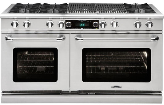 Capital Cooking - 60" Dual Fuel Self-Clean Range, 6 Sealed Burners + 24" Thermo Griddle, 9 cu. ft. Oven Capacity