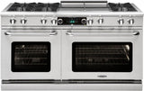 Capital Cooking - 60" Capital Connoisseurian Dual Fuel Range - Self Clean - 25K BTU - 6 Open Burners + 24" Griddle - COB604GG2