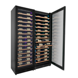 Allavino - Reserva Series 134 Bottle 71" Tall Dual Zone Black Side-by-Side Shallow Wine Refrigerator with Wood Front Shelves - BF 2X-VSW6771S-1B-W
