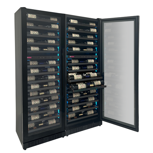 Allavino - Reserva Series 134 Bottle 71" Tall Four Zone Black Side-by-Side Shallow Wine Refrigerator Console - BF 2X-VSW6771D-2B