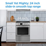 Danby - 24" Slide-In Smooth Top Range, ADA Compliant, Airfry, Manual Clean Ranges - DRCA240BSS