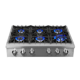 FORNO - Lseo 36-Inch Gas Range top, 6 Burners, Griddle in Stainless Steel