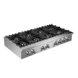 FORNO - Lseo 48-Inch Gas Range top, 8 Burners, Griddle in Stainless Steel