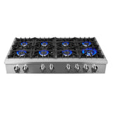 FORNO - Lseo 48-Inch Gas Range top, 8 Burners, Griddle in Stainless Steel