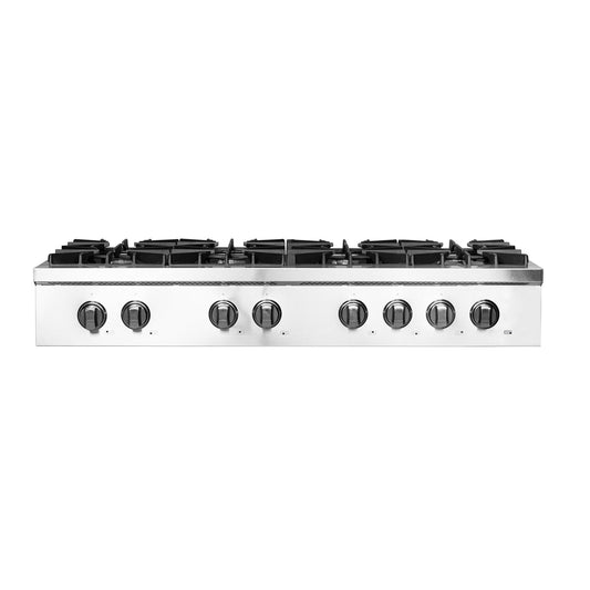 FORNO - Lseo 48-Inch Gas Range top, 8 Burners, Griddle in Stainless Steel