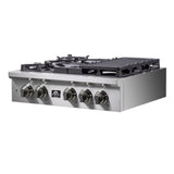 FORNO - Spezia 30-Inch Gas Rangetop, 5 Burners, Wok Ring and Grill/Griddle in Stainless Steel