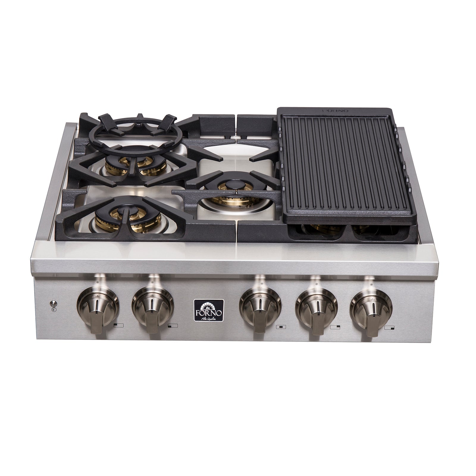 FORNO - Spezia 30-Inch Gas Rangetop, 5 Burners, Wok Ring and Grill/Griddle in Stainless Steel