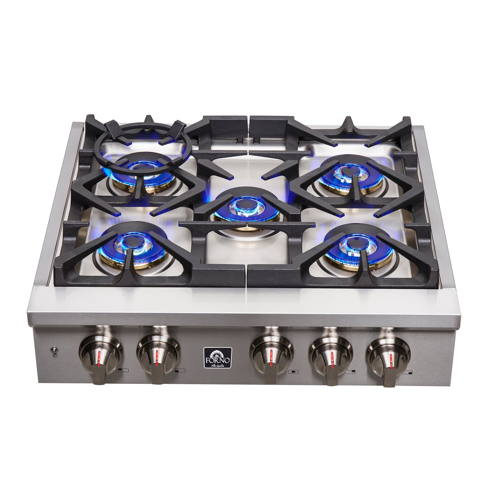 FORNO - Spezia 30-Inch Gas Rangetop, 5 Burners, Wok Ring and Grill/Griddle in Stainless Steel