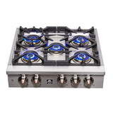 FORNO - Spezia 30-Inch Gas Rangetop, 5 Burners, Wok Ring and Grill/Griddle in Stainless Steel