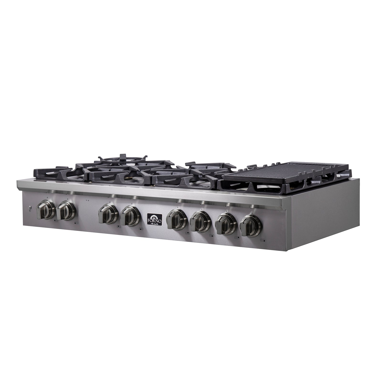 FORNO - Spezia 48-Inch Gas Rangetop, 8 Burners, Wok Ring and Grill/Griddle in Stainless Steel