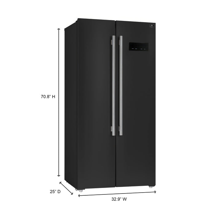 Forno - Salerno Espresso 33-inch Side-by-Side 15.6 Cu.Ft. Black Refrigerator - FFRBI1805-33BLK