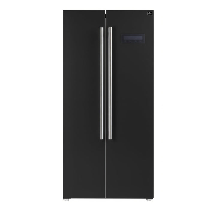 Forno - Salerno Espresso 33-inch Side-by-Side 15.6 Cu.Ft. Black Refrigerator - FFRBI1805-33BLK