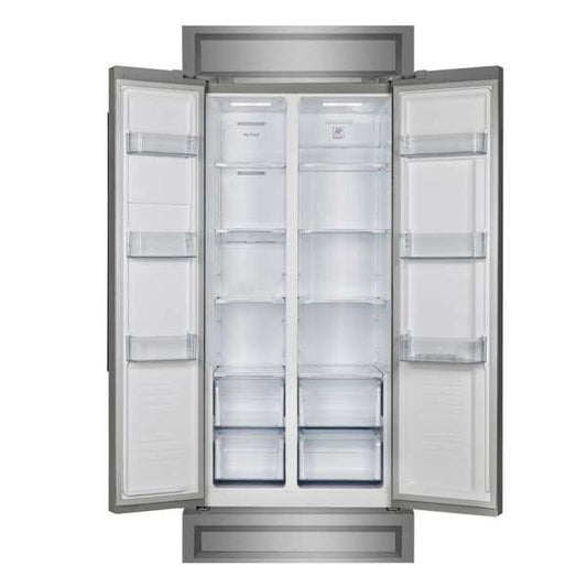 FORNO - Forno Salerno 33" Built-in Stainless Steel Refrigerator 15.6 cu. ft - With Modern Decorative Grill - 37" Wide | FFRBI1805-37MG