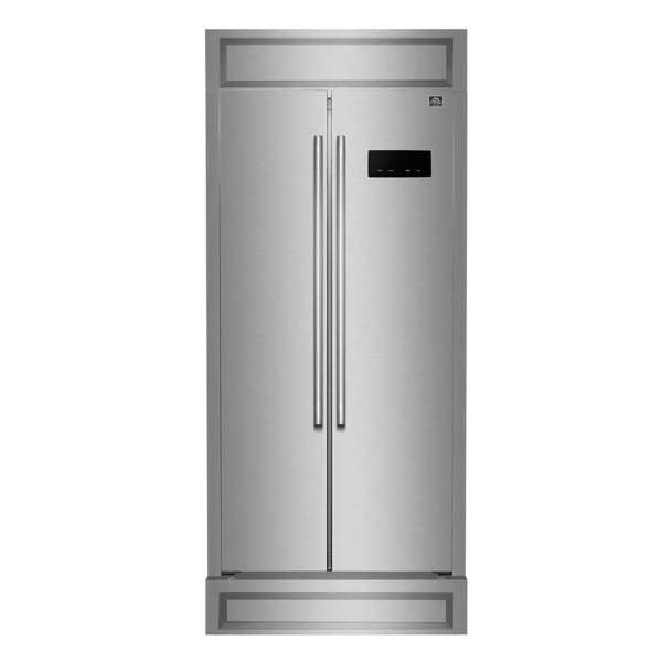 FORNO - Forno Salerno 33" Built-in Stainless Steel Refrigerator 15.6 cu. ft - With Modern Decorative Grill - 37" Wide | FFRBI1805-37MG